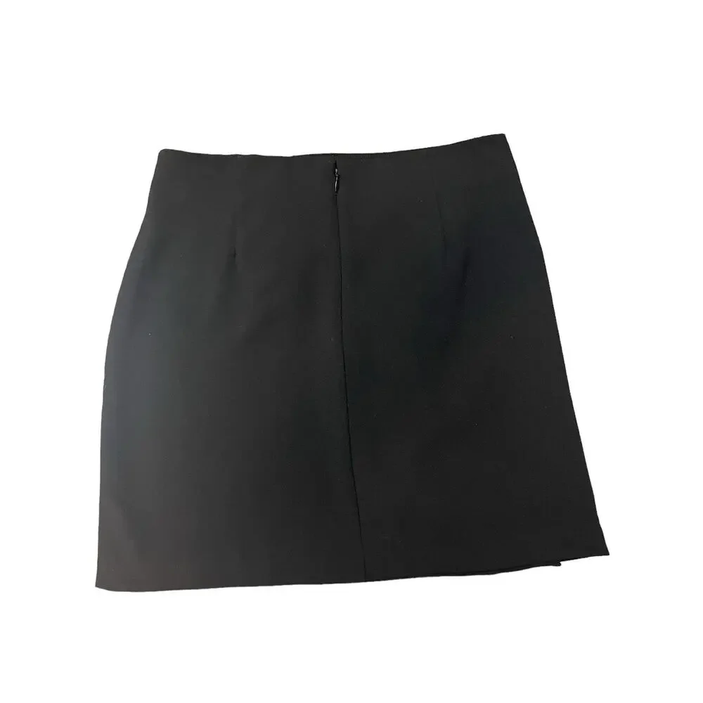 Karina Grimaldi XS Black Lined Mini Skirt w/ Ruffle 100% Polyester